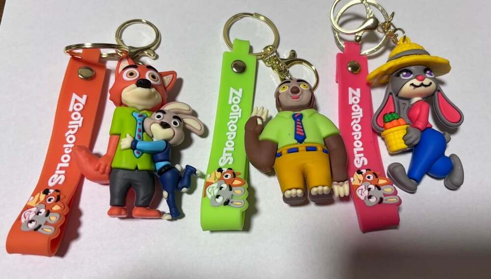 Zootropolis Character Silicone Keychain Set featuring Nick Wilde, Judy Hopps, an